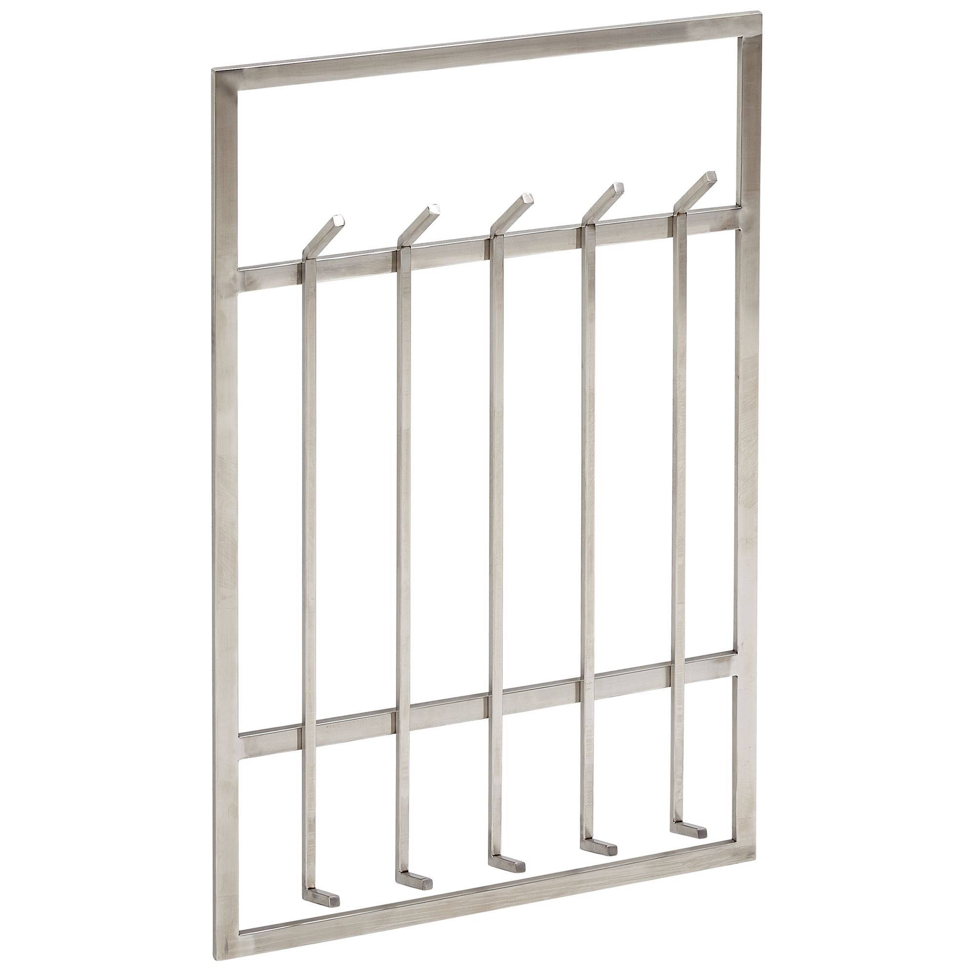 metaal zilver 60x100x7,5 cm design hal kapstok staal | Wandpaneel haakrail | Garderobemuur | Kapstok