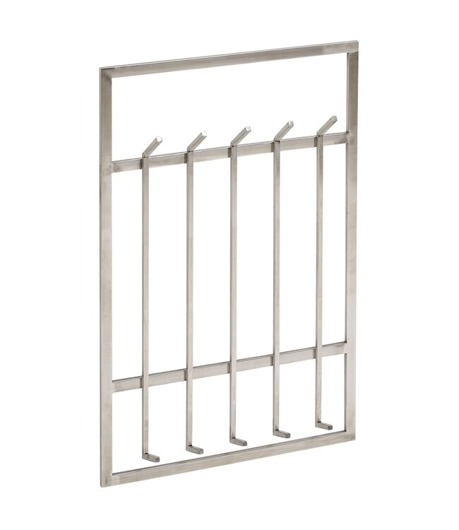Wohnling metaal zilver 60x100x7,5 cm design hal kapstok staal | Wandpaneel haakrail | Garderobemuur | Kapstok gang