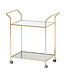 Wohnling design serveerwagen goud 73x78x37 cm keukenwagen glas/metaal | Mobiele bijzettafel | Restauratiewagen met glazen blad | Minibar theewagen op 4 wielen