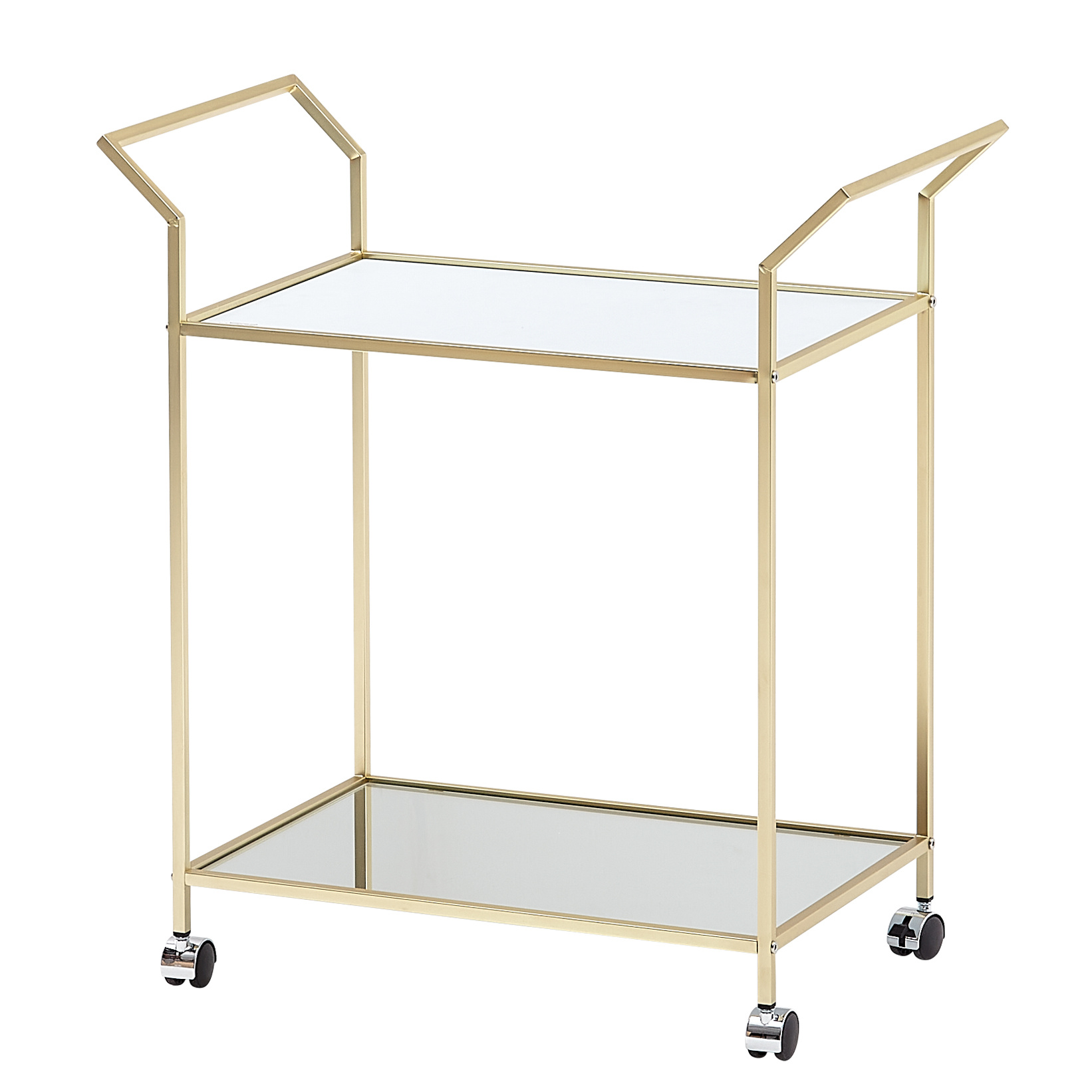 design serveerwagen goud 73x78x37 cm keukenwagen glas/metaal | Mobiele bijzettafel | Restauratiewage