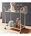 Wohnling design serveerwagen goud 73x78x37 cm keukenwagen glas/metaal | Mobiele bijzettafel | Restauratiewagen met glazen blad | Minibar theewagen op 4 wielen