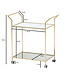 Wohnling design serveerwagen goud 73x78x37 cm keukenwagen glas/metaal | Mobiele bijzettafel | Restauratiewagen met glazen blad | Minibar theewagen op 4 wielen