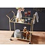 Wohnling design serveerwagen goud 73x78x37 cm keukenwagen glas/metaal | Mobiele bijzettafel | Restauratiewagen met glazen blad | Minibar theewagen op 4 wielen