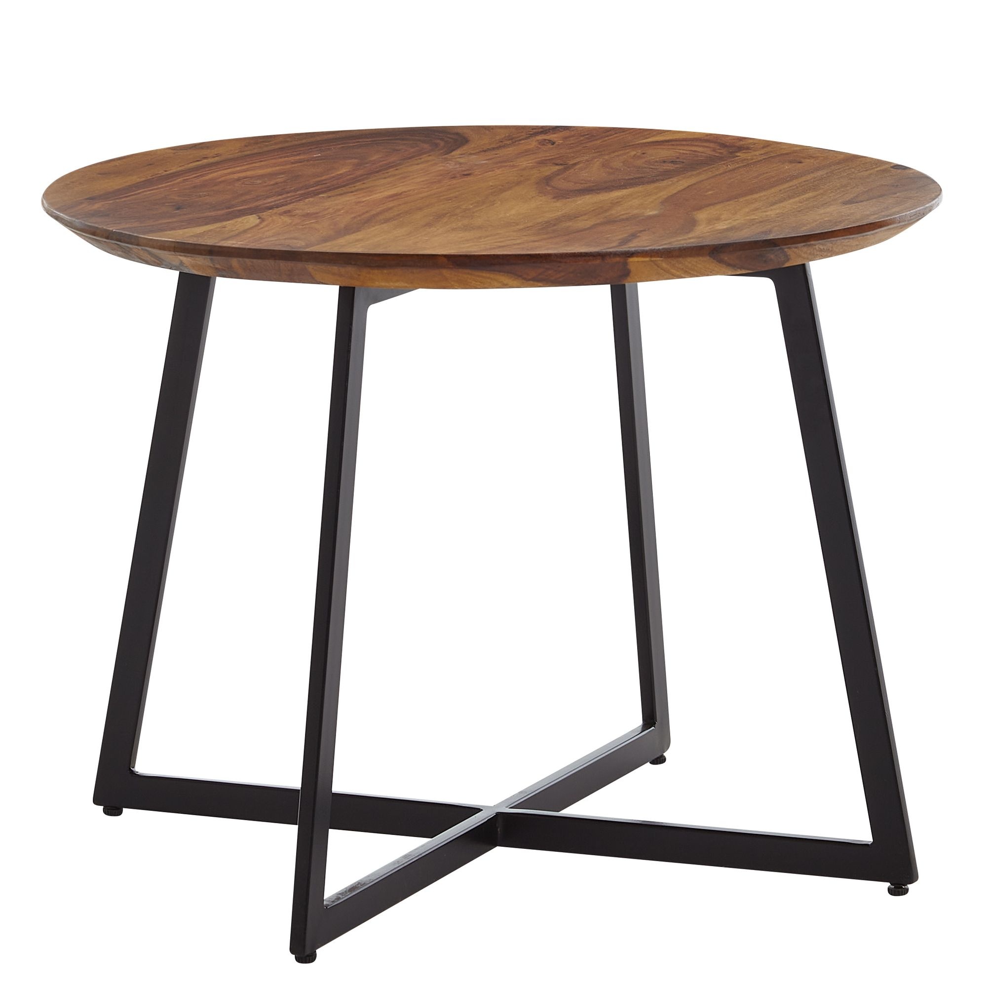 salontafel 60x60x45 cm massief sheeshamhout / metalen salontafel rond | Design salontafel salontafel