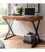 Wohnling bureau 120x55x78 cm massief sheeshamhout / metaal zwart | Design bureautafel met lades | Thuiskantoor laptop tafel computertafel met opbergruimte