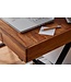 Wohnling bureau 120x55x78 cm massief sheeshamhout / metaal zwart | Design bureautafel met lades | Thuiskantoor laptop tafel computertafel met opbergruimte