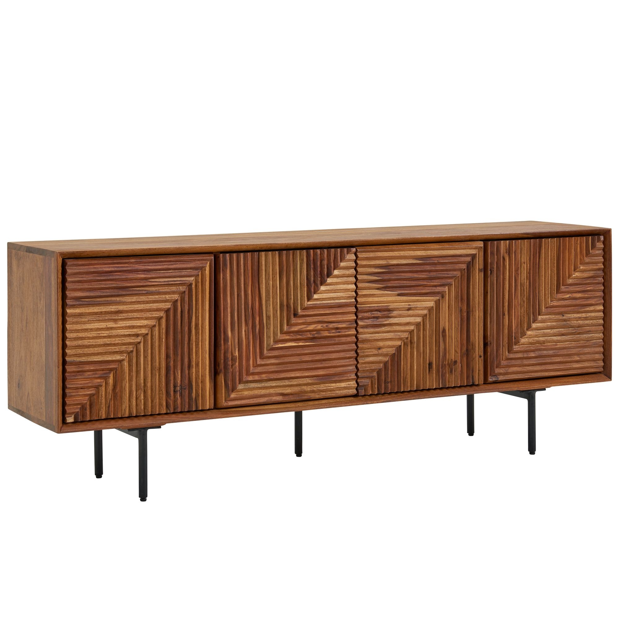lowboard massief sheeshamhout 140x54x33 cm TV-dressoir met vier deuren | Design TV meubel hoog | TV 
