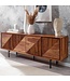 Wohnling lowboard massief sheeshamhout 140x54x33 cm TV-dressoir met vier deuren | Design TV meubel hoog | TV meubel TV meubel modern | TV dressoir woonkamer