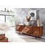 Wohnling lowboard massief sheeshamhout 140x54x33 cm TV-dressoir met vier deuren | Design TV meubel hoog | TV meubel TV meubel modern | TV dressoir woonkamer