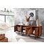 Wohnling lowboard massief sheeshamhout 140x54x33 cm TV-dressoir met vier deuren | Design TV meubel hoog | TV meubel TV meubel modern | TV dressoir woonkamer