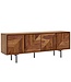 Wohnling lowboard massief sheeshamhout 140x54x33 cm TV-dressoir met vier deuren | Design TV meubel hoog | TV meubel TV meubel modern | TV dressoir woonkamer