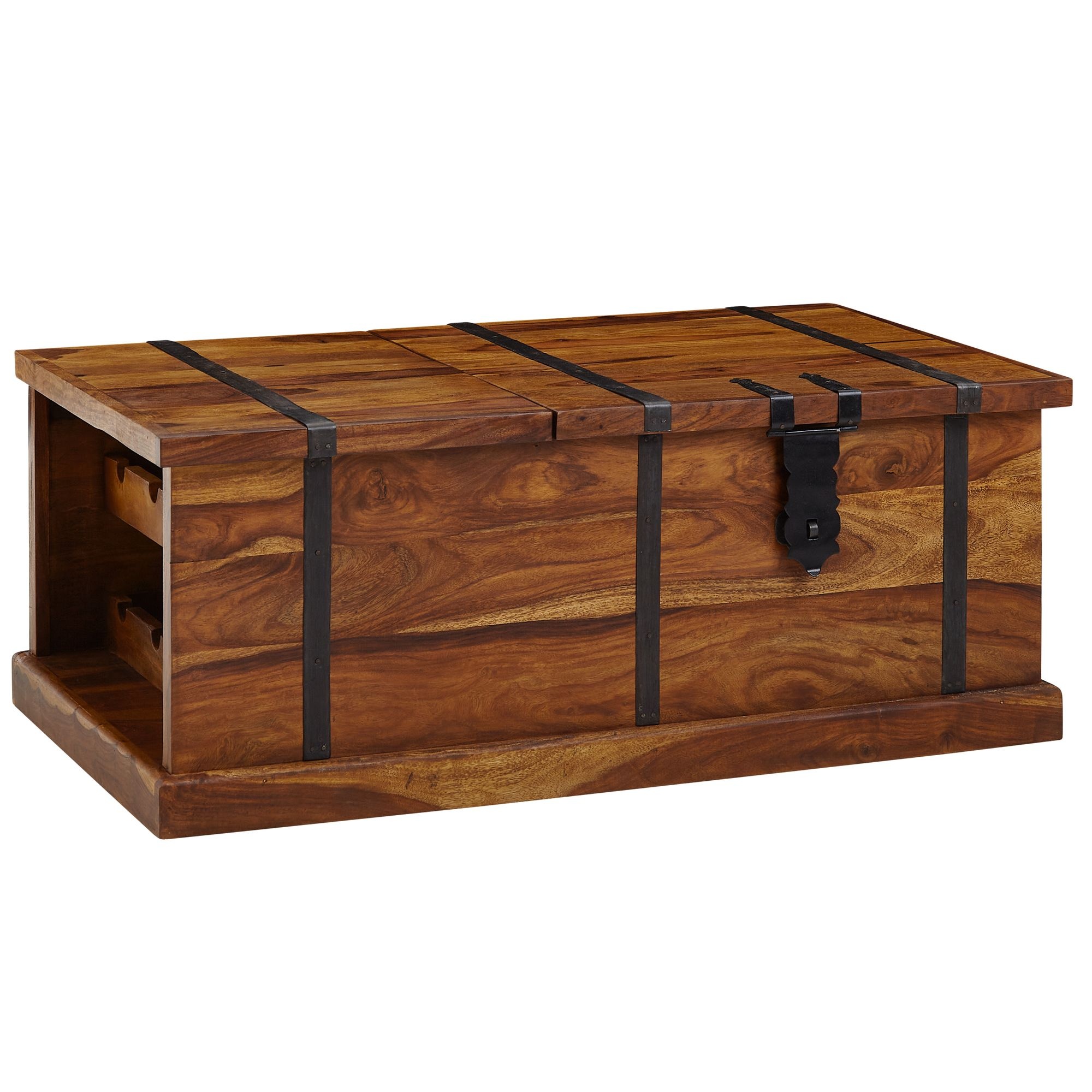salontafel 100x60x40 cm massief sheeshamhouten kisttafel met wijnrek | Design salontafel met opbergruimte | Salontafel salontafel modern | houten tafel woonkamer