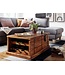 Wohnling salontafel 100x60x40 cm massief sheeshamhouten kisttafel met wijnrek | Design salontafel met opbergruimte | Salontafel salontafel modern | houten tafel woonkamer