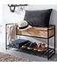 Wohnling Bank met Opbergruimte 90x52x38 cm Mango Massief Hout / Metalen Bruin | Gangbank Schoenenbank met Zitje Klein | Smalle Garderobebank met Schoenenrek
