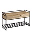 Wohnling Bank met Opbergruimte 90x52x38 cm Mango Massief Hout / Metalen Bruin | Gangbank Schoenenbank met Zitje Klein | Smalle Garderobebank met Schoenenrek