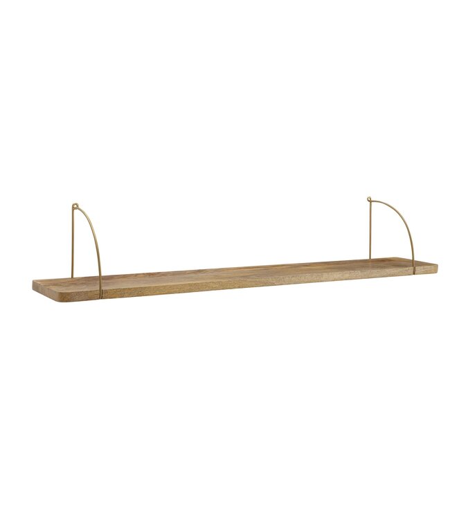 Wohnling Wandplank 120x25x22 cm Mango Massief Hout / Metaal Hangplank Industrieel | Muurplank Hangende Plank | Plank voor de Wand Zwevend