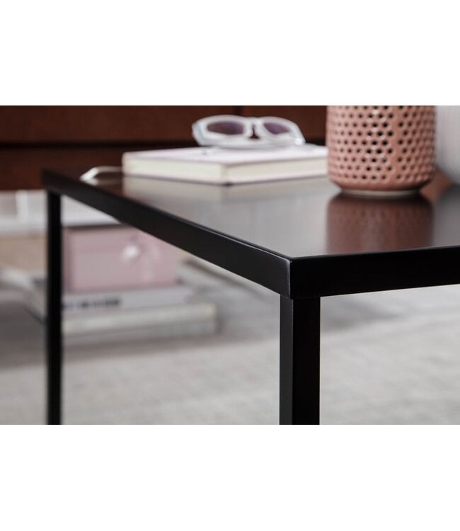 Wohnling Koffietafel Metaal 60x60x40 cm Vierkante Salontafel Zwart | Tafel Woonkamer Industrieel | Kleine Bijzettafel Woonkamertafel