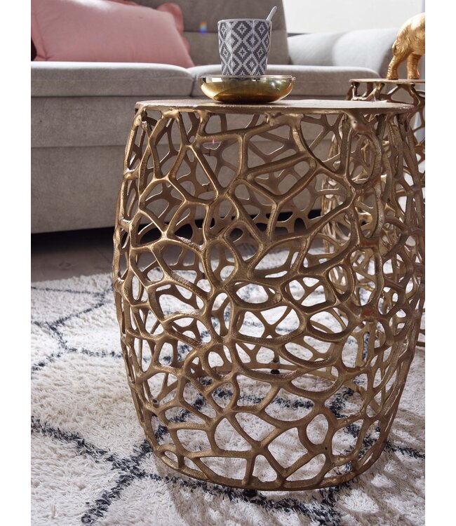 Wohnling Tafel Set Metaal Salontafel Set van 2 Rond Goud Aluminium | Tafel Woonkamer Bijzettafel | Moderne Nesttafel Metalen Tafel