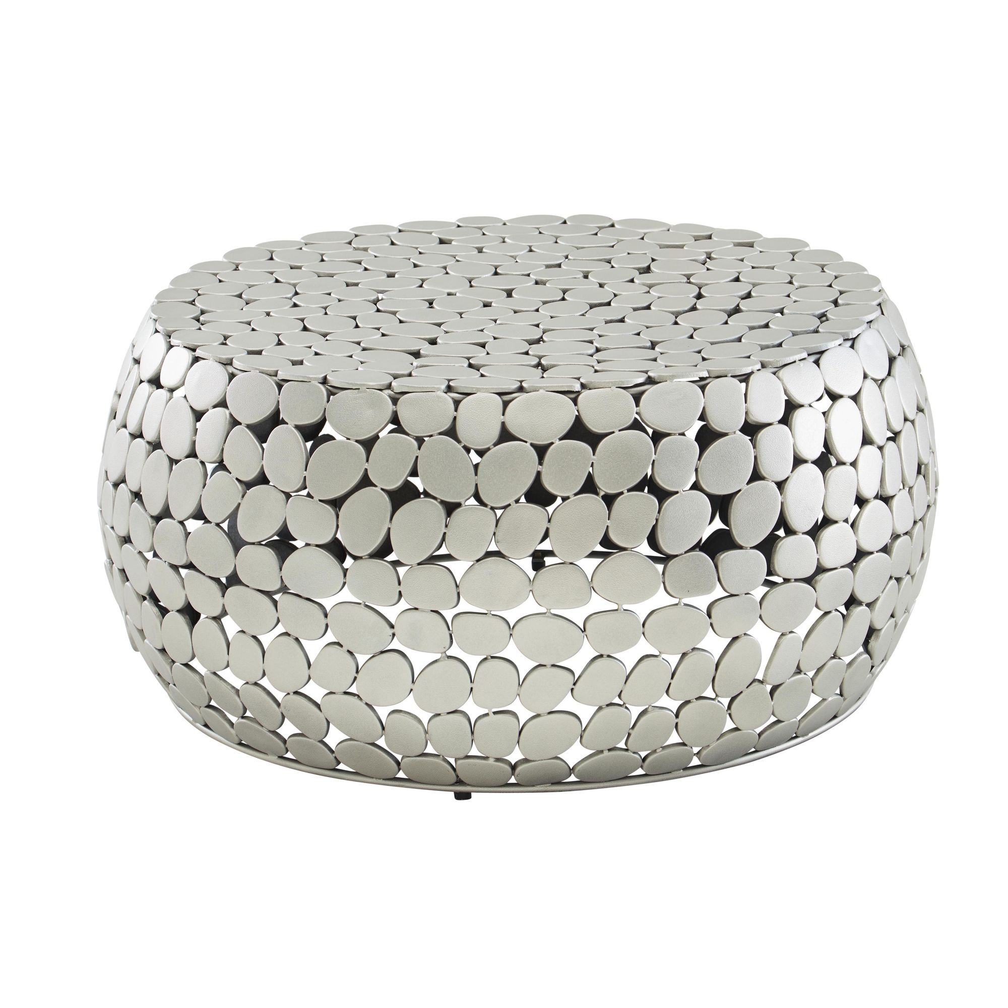 Koffietafel Aluminium 66x66x32 cm Salontafel Metaal Zilver | Tafel Woonkamer Rond | Woonkamertafel M