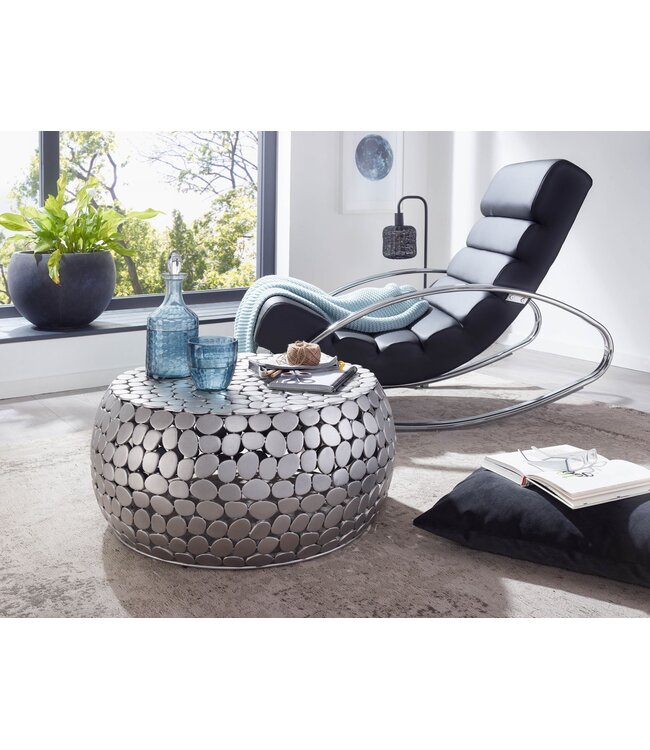 Wohnling Koffietafel Aluminium 66x66x32 cm Salontafel Metaal Zilver | Tafel Woonkamer Rond | Woonkamertafel Modern | Kleine Bijzettafel