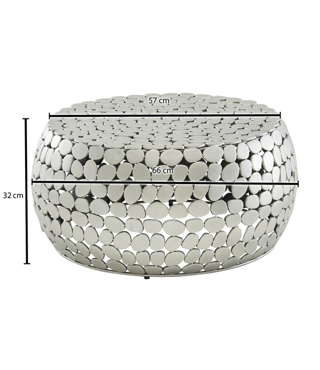 Wohnling Koffietafel Aluminium 66x66x32 cm Salontafel Metaal Zilver | Tafel Woonkamer Rond | Woonkamertafel Modern | Kleine Bijzettafel