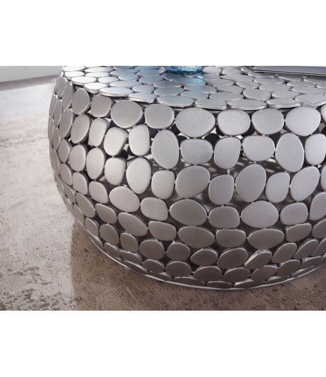 Wohnling Koffietafel Aluminium 66x66x32 cm Salontafel Metaal Zilver | Tafel Woonkamer Rond | Woonkamertafel Modern | Kleine Bijzettafel