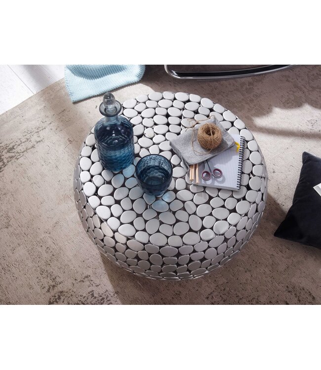 Wohnling Koffietafel Aluminium 66x66x32 cm Salontafel Metaal Zilver | Tafel Woonkamer Rond | Woonkamertafel Modern | Kleine Bijzettafel