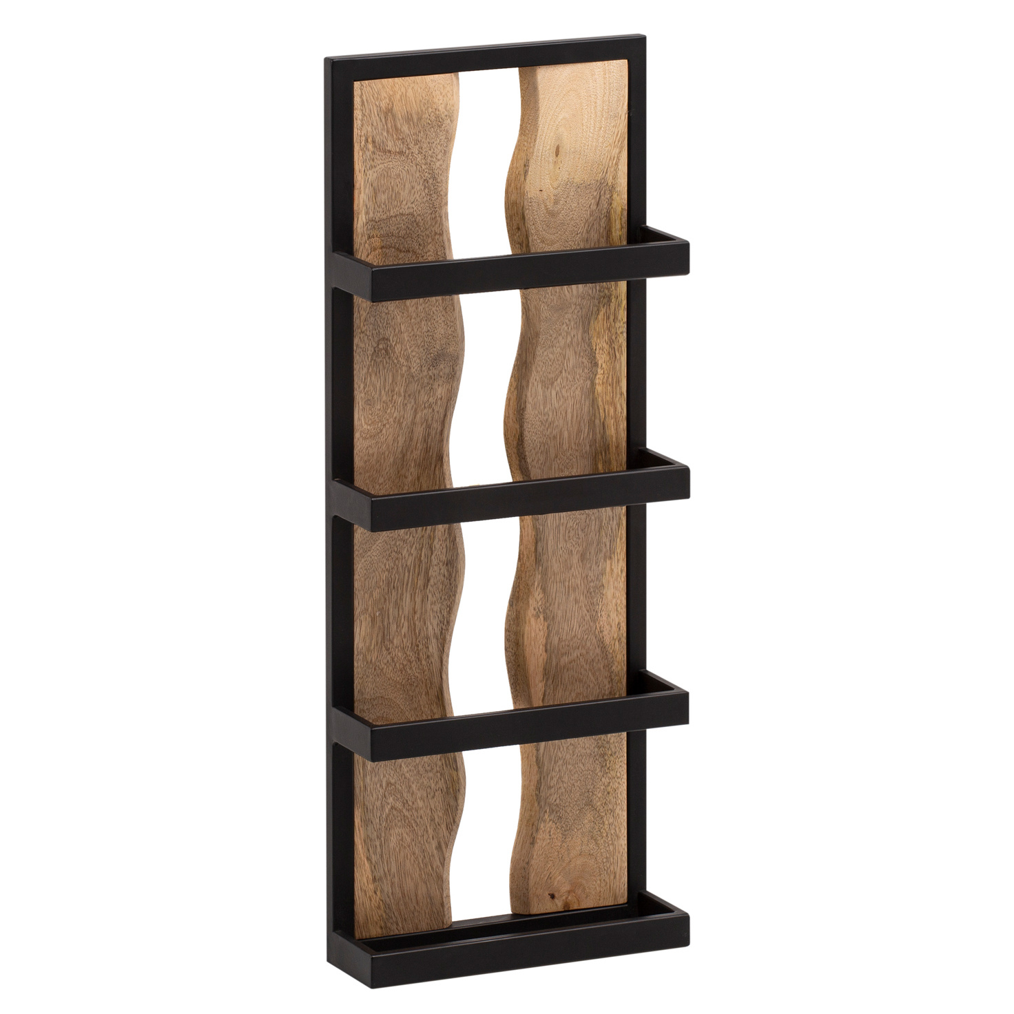 Wandplank 30x80x10 cm Mango Massief Hout / Metaal Hangplank Industrieel | Design zwevende plank rech