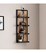 Wohnling Wandplank 30x80x10 cm Mango Massief Hout / Metaal Hangplank Industrieel | Design zwevende plank rechthoekig | Plank hangende woonkamer | Houten plankenwand met 4 planken en golfpatroon