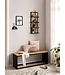 Wohnling Wandplank 30x80x10 cm Mango Massief Hout / Metaal Hangplank Industrieel | Design zwevende plank rechthoekig | Plank hangende woonkamer | Houten plankenwand met 4 planken en golfpatroon