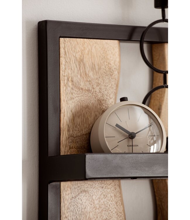 Wohnling Wandplank 30x80x10 cm Mango Massief Hout / Metaal Hangplank Industrieel | Design zwevende plank rechthoekig | Plank hangende woonkamer | Houten plankenwand met 4 planken en golfpatroon