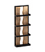 Wohnling Wandplank 30x80x10 cm Mango Massief Hout / Metaal Hangplank Industrieel | Design zwevende plank rechthoekig | Plank hangende woonkamer | Houten plankenwand met 4 planken en golfpatroon