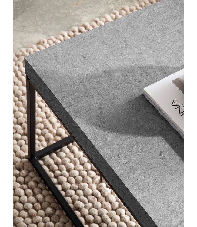 Wohnling Salontafel 120x60x38 cm Grijs Salontafel in Betonlook Modern, Design Woonkamertafel Rechthoekig, Lounge Salontafel, Salontafel Metalen Poten Groot