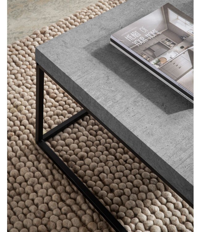 Wohnling Salontafel 60x60x38 cm Grijs Salontafel in Betonlook Modern, Design Woonkamertafel Vierkant, Lounge Salontafel, Salontafel Metalen Poten Klein