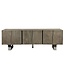 Wohnling Lowboard Acacia Massief Hout Gerookt Grijs 160x56x46 cm TV-kast met Drie Deuren, Design TV-kast Hoog, TV-tafel TV-kast Grijs Modern, TV-kast Woonkamer met Metalen Poten