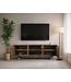 Wohnling Lowboard Acacia Massief Hout Gerookt Grijs 160x56x46 cm TV-kast met Drie Deuren, Design TV-kast Hoog, TV-tafel TV-kast Grijs Modern, TV-kast Woonkamer met Metalen Poten
