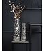 Wohnling Decoratieve Vaas Set van 2 Aluminium Zilveren Bloemenvaas Modern, Decoratieve Vaas Gehamerd Ontwerp 2-delig voor Bloemen, Aluminium Tafelvaas Woondecoratie Metalen Tafeldecoratie Handgemaakt