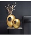 Wohnling decoratieve vaas set van 2 aluminium goud met handvat bloemenvaas moderne, gehamerde decoratieve vaas 2-delig voor bloemen, aluminium tafelvaas handgemaakt