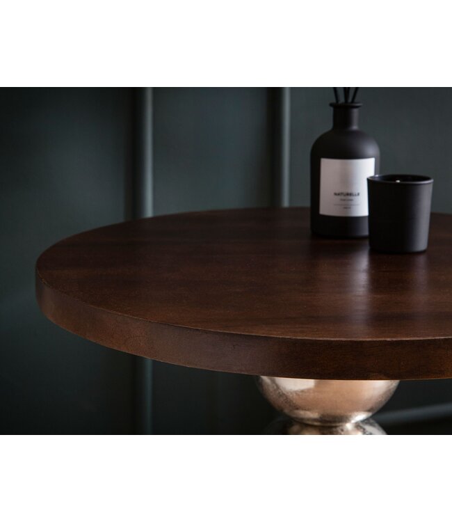 Wohnling Bijzettafel Mango Massief Hout Metaal 50x50x61.5 cm Bijzettafel, Kleine Bijzettafel Rond, Woonkamertafel Bank Modern, Sofa Tafel Hoog
