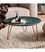 Wohnling Salontafel Echt Marmer Groen 70x70x35 cm Salontafel Metaal Goud, Design Statief Woonkamertafel Rond Modern, Loungetafel Groot, Salontafel Haarspeldpoten