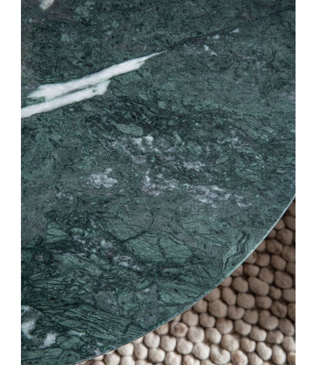Wohnling Salontafel Echt Marmer Groen 70x70x35 cm Salontafel Metaal Goud, Design Statief Woonkamertafel Rond Modern, Loungetafel Groot, Salontafel Haarspeldpoten