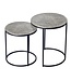 Wohnling Salontafelset Metaal 2-delig rond zilver - Bijzettafel Aluminium tafelbladen met patroon - Design Salontafel bijzettafel modern ijzeren frame - Decoratieve tafel Woonkamertafel Handgemaakt