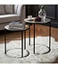 Wohnling Salontafelset Metaal 2-delig rond zilver - Bijzettafel Aluminium tafelbladen met patroon - Design Salontafel bijzettafel modern ijzeren frame - Decoratieve tafel Woonkamertafel Handgemaakt