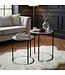 Wohnling Salontafelset Metaal 2-delig rond zilver - Bijzettafel Aluminium tafelbladen met patroon - Design Salontafel bijzettafel modern ijzeren frame - Decoratieve tafel Woonkamertafel Handgemaakt