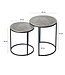Wohnling Salontafelset Metaal 2-delig rond zilver - Bijzettafel Aluminium tafelbladen met patroon - Design Salontafel bijzettafel modern ijzeren frame - Decoratieve tafel Woonkamertafel Handgemaakt