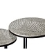 Wohnling Salontafelset Metaal 2-delig rond zilver - Bijzettafel Aluminium tafelbladen met patroon - Design Salontafel bijzettafel modern ijzeren frame - Decoratieve tafel Woonkamertafel Handgemaakt
