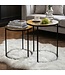 Wohnling Bijzettafel Set Metaal 2-delig rond goud - Bijzettafel Aluminium Tafelbladen met Patroon - Design Salontafel Aanbouwtafel modern IJzeren Frame - Decoratietafel Woonkamertafel Handgemaakt