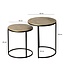 Wohnling Bijzettafel Set Metaal 2-delig rond goud - Bijzettafel Aluminium Tafelbladen met Patroon - Design Salontafel Aanbouwtafel modern IJzeren Frame - Decoratietafel Woonkamertafel Handgemaakt