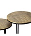 Wohnling Bijzettafel Set Metaal 2-delig rond goud - Bijzettafel Aluminium Tafelbladen met Patroon - Design Salontafel Aanbouwtafel modern IJzeren Frame - Decoratietafel Woonkamertafel Handgemaakt