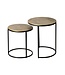 Wohnling Bijzettafel Set Metaal 2-delig rond goud - Bijzettafel Aluminium Tafelbladen met Patroon - Design Salontafel Aanbouwtafel modern IJzeren Frame - Decoratietafel Woonkamertafel Handgemaakt